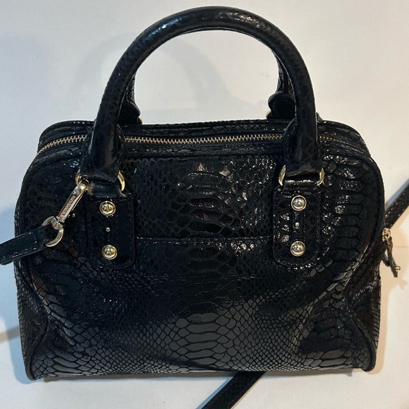 Michael Kors Black Snakeskin Croc Embossed Bag with Gold Details - Picture 7 of 10